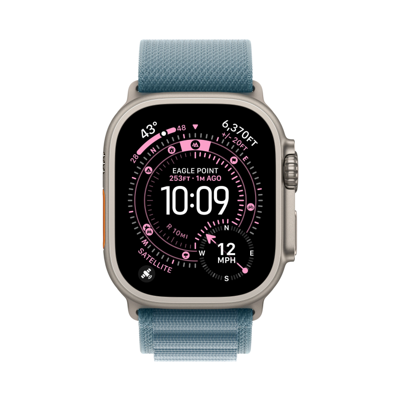 Умные часы Apple Watch Ultra 3, 49 мм, Natural Titanium Light Blue Alpine Loop M